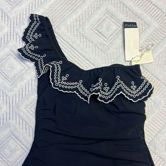 PROFILE BY GOTTEX LOLA RUFFLE ONE SHOULDER ONE PIECE SWIMSUIT - Picture 4 of 8